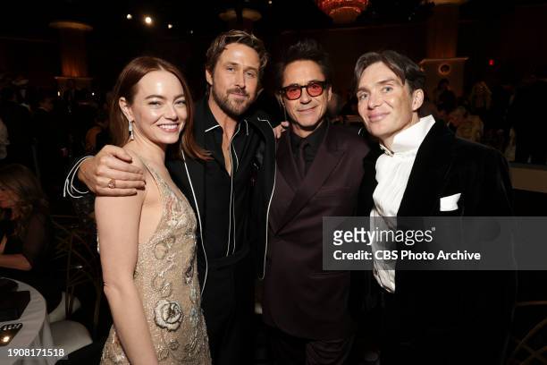 Emma Stone, Ryan Gosling, Robert Downey Jr. And Cillian Murphy at the 81st Annual Golden Globe Awards, airing live from the Beverly Hilton in Beverly...