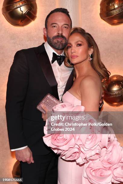 Ben Affleck and Jennifer Lopez at the 81st Golden Globe Awards held at the Beverly Hilton Hotel on January 7, 2024 in Beverly Hills, California.