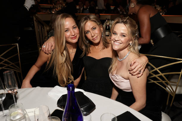 Jennifer Lawrence, Jennifer Aniston and Reese Witherspoon at the 81st Annual Golden Globe Awards, airing live from the Beverly Hilton in Beverly...