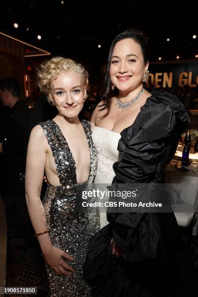 Julia Gardner and Lily Gladstoneat the 81st Annual Golden Globe Awards, airing live from the Beverly Hilton in Beverly Hills, California on Sunday,...
