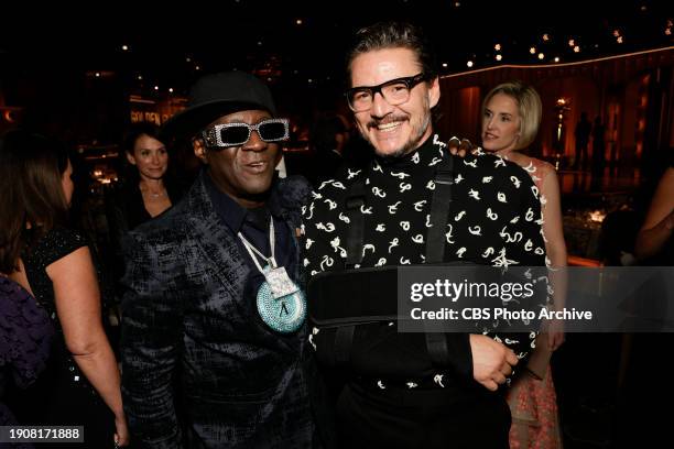 Flavor Flav and Pedro Pascalat the 81st Annual Golden Globe Awards, airing live from the Beverly Hilton in Beverly Hills, California on Sunday,...