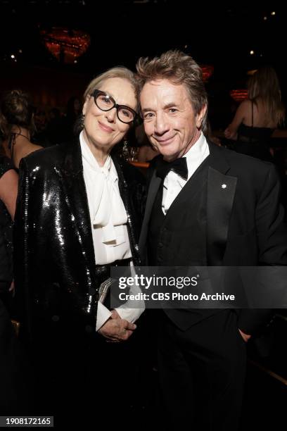 Meryl Streep and Martin Short at the 81st Annual Golden Globe Awards, airing live from the Beverly Hilton in Beverly Hills, California on Sunday,...
