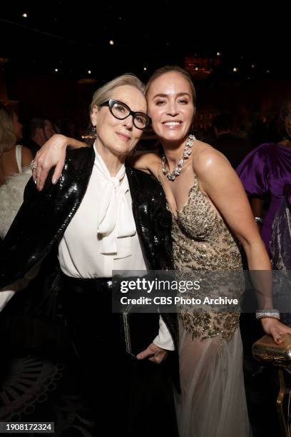 Meryl Streep and Emily Blunt at the 81st Annual Golden Globe Awards, airing live from the Beverly Hilton in Beverly Hills, California on Sunday,...