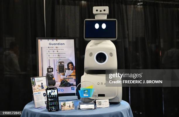 The ORo Robot, claimed to be a "pawfect companion" for dogs is seen on display during the Consumer Electronics Show Unveiled on January 7 in Las...