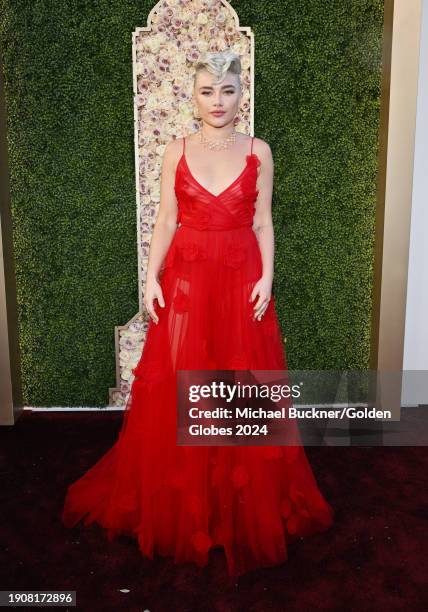 Florence Pugh at the 81st Golden Globe Awards held at the Beverly Hilton Hotel on January 7, 2024 in Beverly Hills, California.