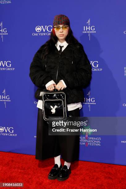 Billie Eilish attends the 35th Annual Palm Springs International Film Awards at Palm Springs Convention Center on January 04, 2024 in Palm Springs,...