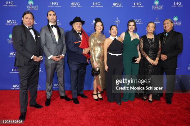 William Belleau, Tatanka Means, Yancey Red Corn, Janae Collins, Jillian Dion, Cara Jade Myers, Tantoo Cardinal and Talee Redcorn attend the 2024 Palm...