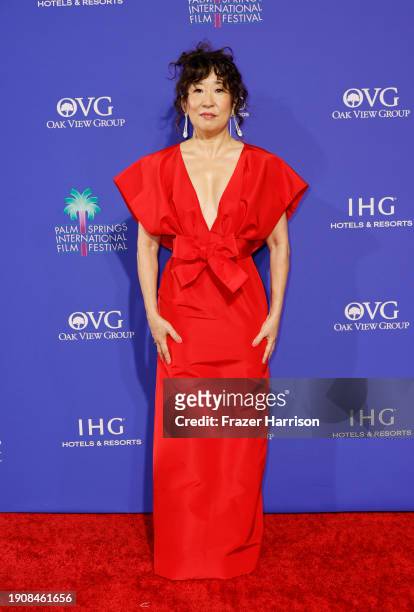 Sandra Oh attends the 35th Annual Palm Springs International Film Awards at Palm Springs Convention Center on January 04, 2024 in Palm Springs,...
