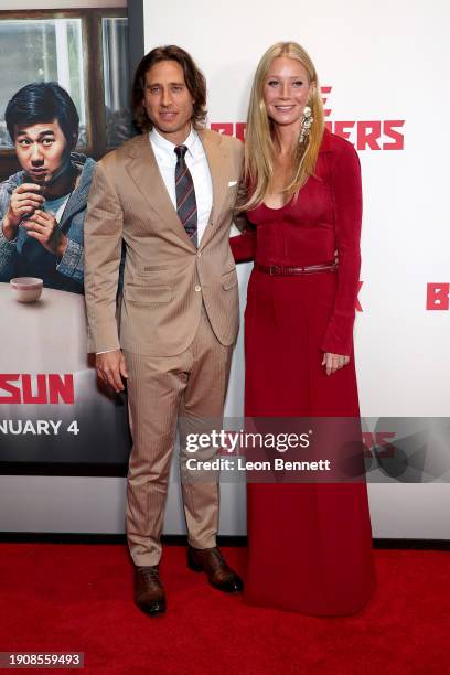 Brad Falchuk and Gwyneth Paltrow attend the Los Angeles Premiere Of Netflix's "The Brothers Sun" at Netflix Tudum Theater on January 04, 2024 in Los...