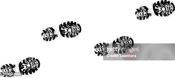 ilustraciones, imágenes clip art, dibujos animados e iconos de stock de ver si hay huellas de pisadas (ruta - huella de zapato