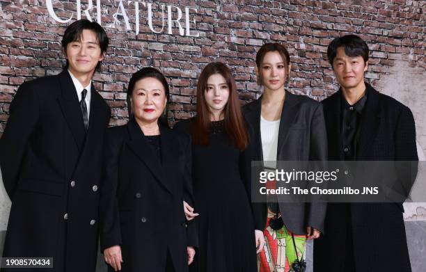December 19: Actor Park Seo-joon, Kim Hae-sook, Han So-hee and Kim Soo-hyun, Jo Han-chul attend Netflix series 'Gyeongseong Creature' press...