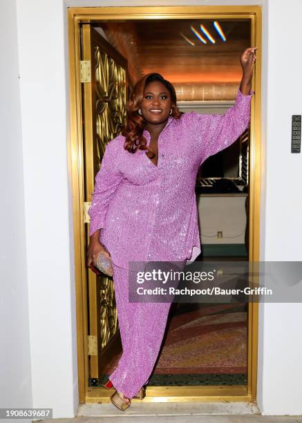 Danielle Brooks is seen arriving to Vas Morgan And Michael Brown's 2024 Golden Globe Awards Party on January 07, 2024 in Los Angeles, California.