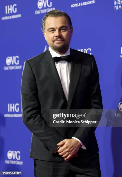 Leonardo DiCaprio attends the 2024 Palm Springs International Film Festival Film Awards at Palm Springs Convention Center on January 04, 2024 in Palm...