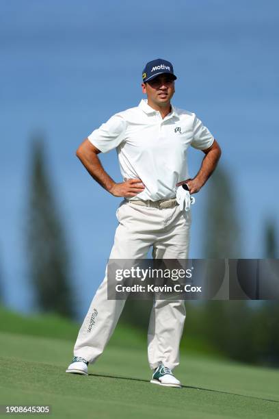 Jason Day of Australia looks on from the fourth fairway during the first round of The Sentry at Plantation Course at Kapalua Golf Club on January 04,...