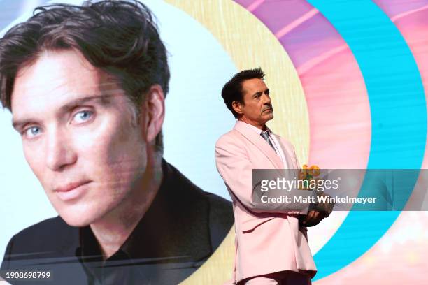 Robert Downey Jr. Is seen onstage during the 35th Annual Palm Springs International Film Awards at Palm Springs Convention Center on January 04, 2024...