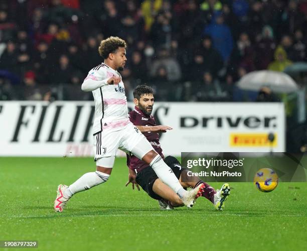 Federico Fazio of US Salernitana 1919 is playing during the Serie A TIM match between US Salernitana and Juventus FC in Salerno, Italy, on January 7,...