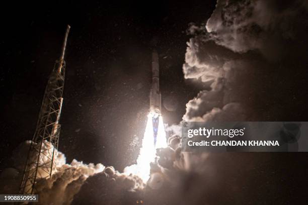 The brand new rocket, United Launch Alliance's Vulcan Centaur, lifts off from Space Launch Complex 41d at Cape Canaveral Space Force Station in Cape...