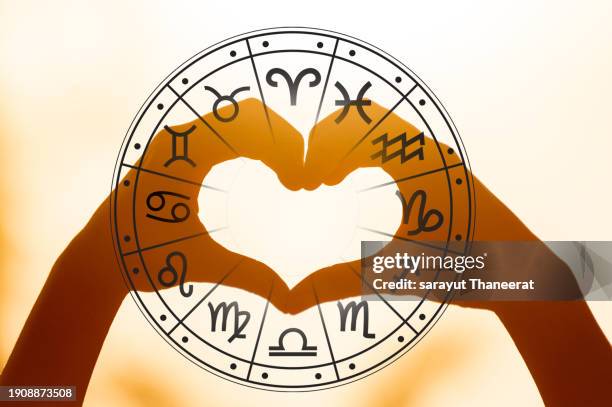 astrology horoscope love zodiac signs inside of horoscope circle. astrology in the sky with many stars and moons astrology and horoscopes concept - astrologie photos et images de collection