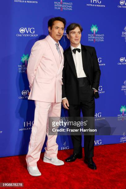 Robert Downey Jr. And Cillian Murphy attend the 35th Annual Palm Springs International Film Awards at Palm Springs Convention Center on January 04,...