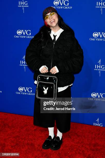 Billie Eilish arrives at the 2024 Palm Springs International Film Festival Film Awards at the Palm Springs Convention Center on January 04, 2024 in...