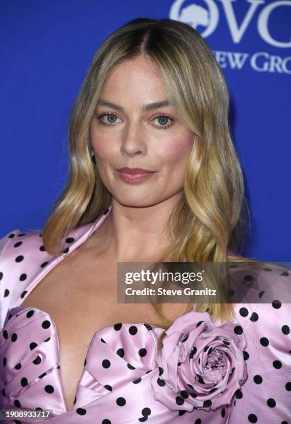 Margot Robbie arrives at the 2024 Palm Springs International Film Festival Film Awards at Palm Springs Convention Center on January 04, 2024 in Palm...