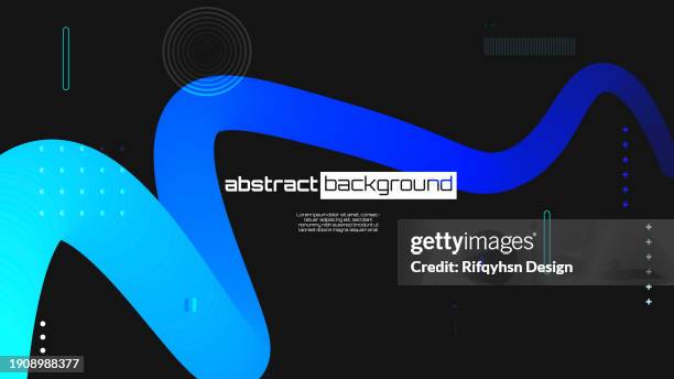 abstract multicolored 3d flowing shape on dark black background - blue chameleon stock illustrations
