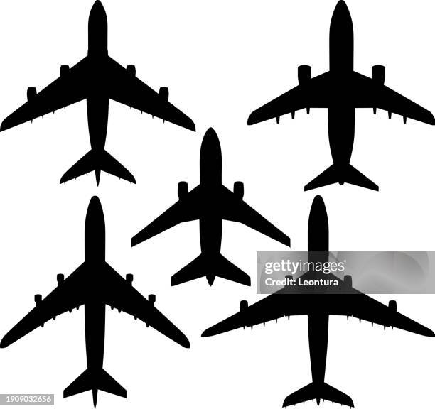 stockillustraties, clipart, cartoons en iconen met plane silhouettes - bedrijfsvliegtuig