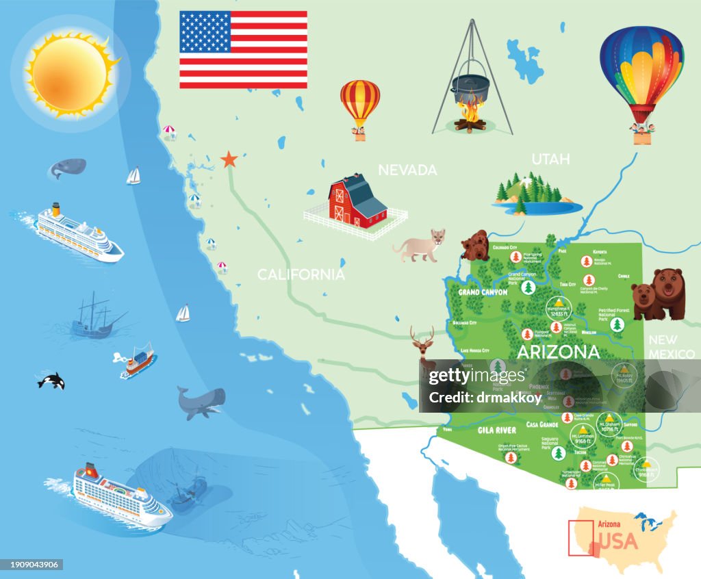 Arizona State National Park Map