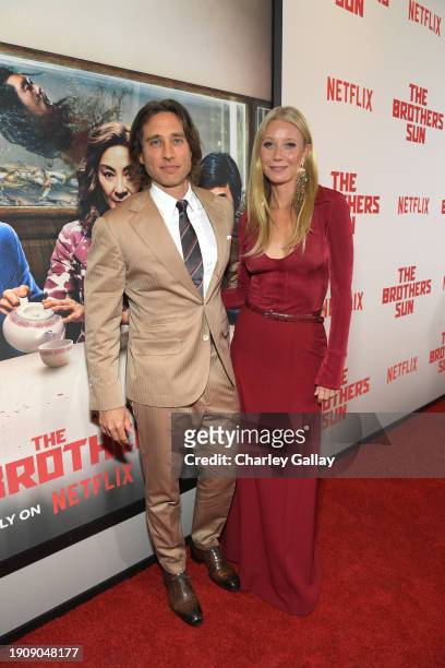 Brad Falchuk and Gwyneth Paltrow attend Netflix's "The Brothers Sun" Los Angeles Premiere at Netflix Tudum Theater on January 04, 2024 in Los...
