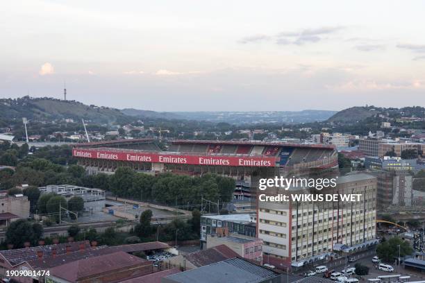 General view of Ellis Park stadium in Johannesburg on January 6, 2024.