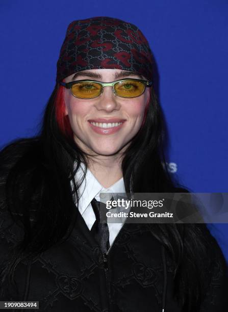 Billie Eilish arrives at the 2024 Palm Springs International Film Festival Film Awards at Palm Springs Convention Center on January 04, 2024 in Palm...