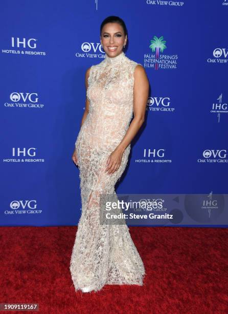 Eva Longoria arrives at the 2024 Palm Springs International Film Festival Film Awards at Palm Springs Convention Center on January 04, 2024 in Palm...