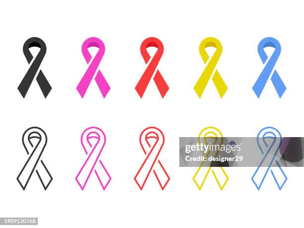 awareness ribbon set vector design. - melanoma black ribbon stock illustrations