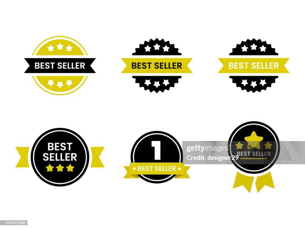 Best Seller Label Set Vector Design on White Background.