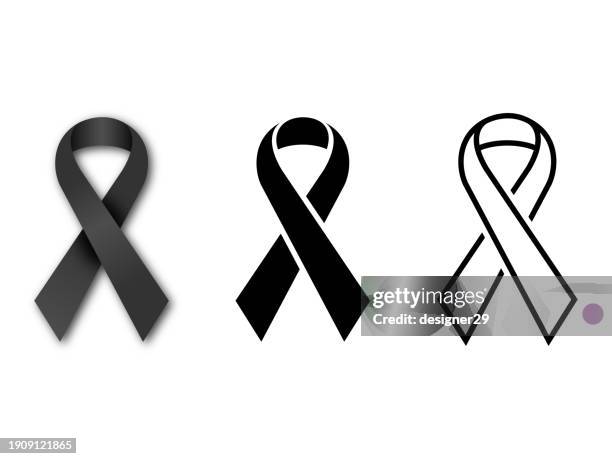 black awareness ribbon. black ribbon with death, mourning and terror vector design. - mourning stock illustrations stock illustrations