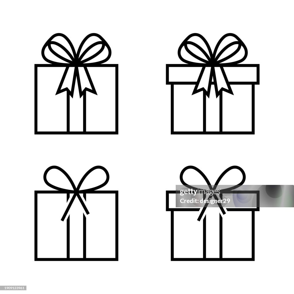 Gift Box Line Icon Set Vector Design.