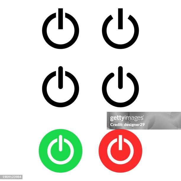 ilustraciones, imágenes clip art, dibujos animados e iconos de stock de conjunto de vectores de botón de encendido y apagado. - encendedores