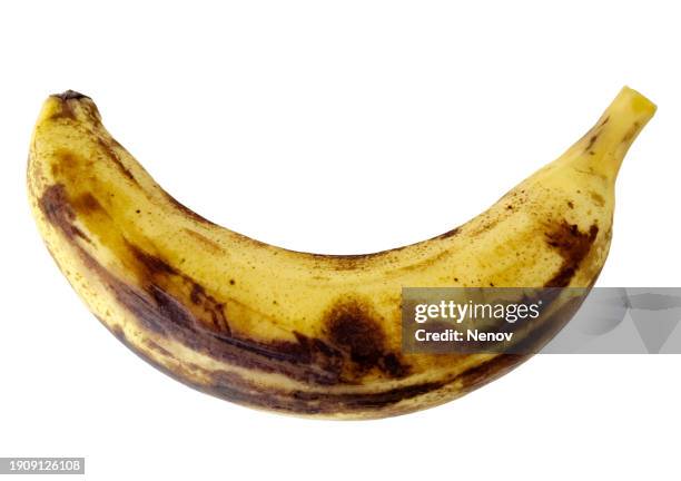 overripe banana isolated on white background - pourrir photos et images de collection