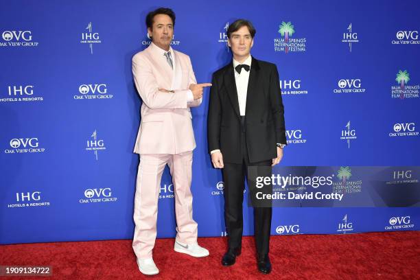Robert Downey Jr. And Cillian Murphy attend the 2024 Palm Springs International Film Festival at Palm Springs Convention Center on January 04, 2024...
