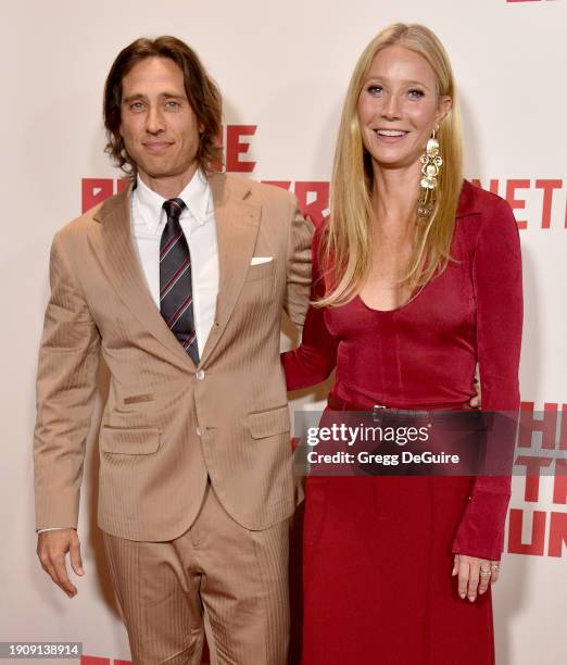 Brad Falchuk and Gwyneth Paltrow attend the Los Angeles premiere of Netflix's "The Brothers Sun" at Netflix Tudum Theater on January 04, 2024 in Los...