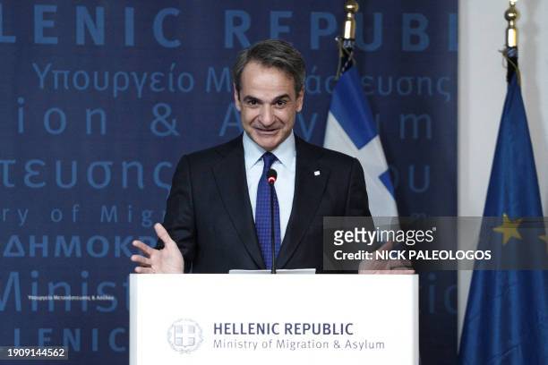 The Greek Prime Minister, Kyriakos Mitsotakis attends an event on `European Solutions to the Common Challenge of Migration` in Athens, Greece on...
