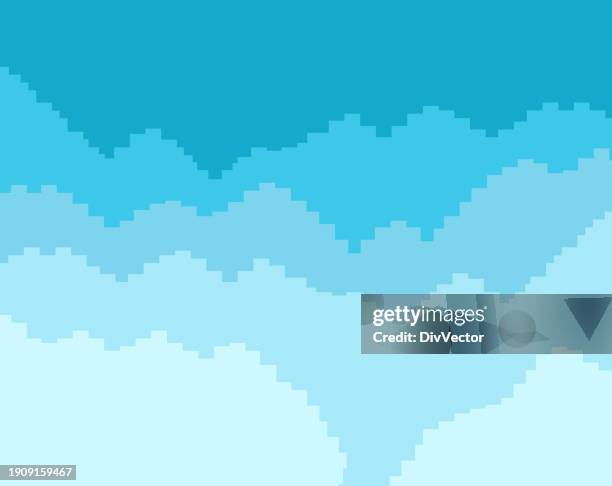 blue sky pixel background - pixel art sky stock illustrations