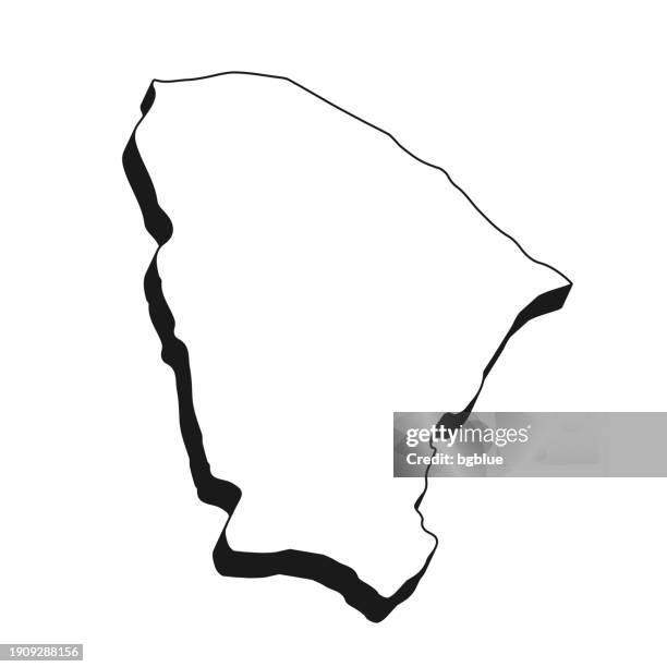 ceara map with black outline and shadow on white background - fortaleza stock illustrations