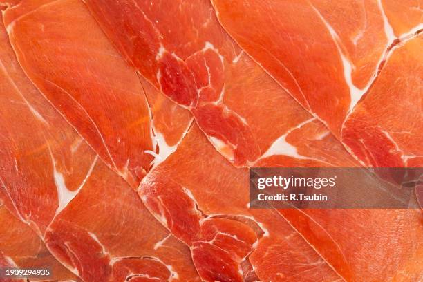 spanish jamon iberico sliced - cure 2013 stock pictures, royalty-free photos & images