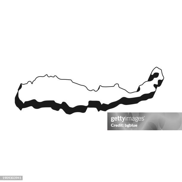 flores map with black outline and shadow on white background - flores stock illustrations