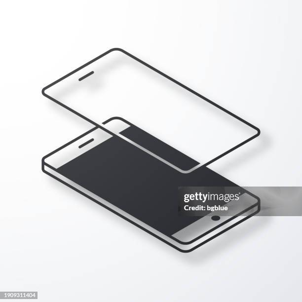 glass screen protector. icon with shadow on white background - tempered glass stock illustrations