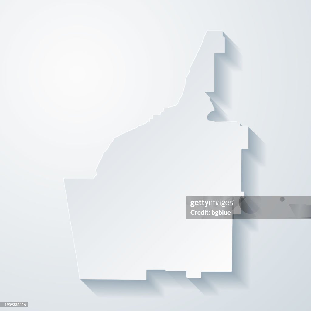 Floyd County, Georgia. Map with paper cut effect on blank background