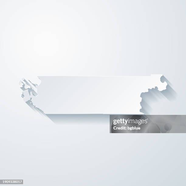 skagit county, washington. map with paper cut effect on blank background - skagit valley stock illustrations