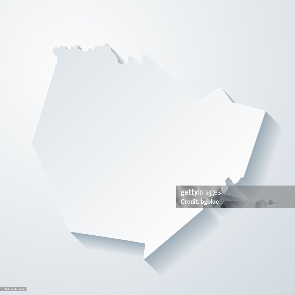 Warren County, Kentucky. Map with paper cut effect on blank background