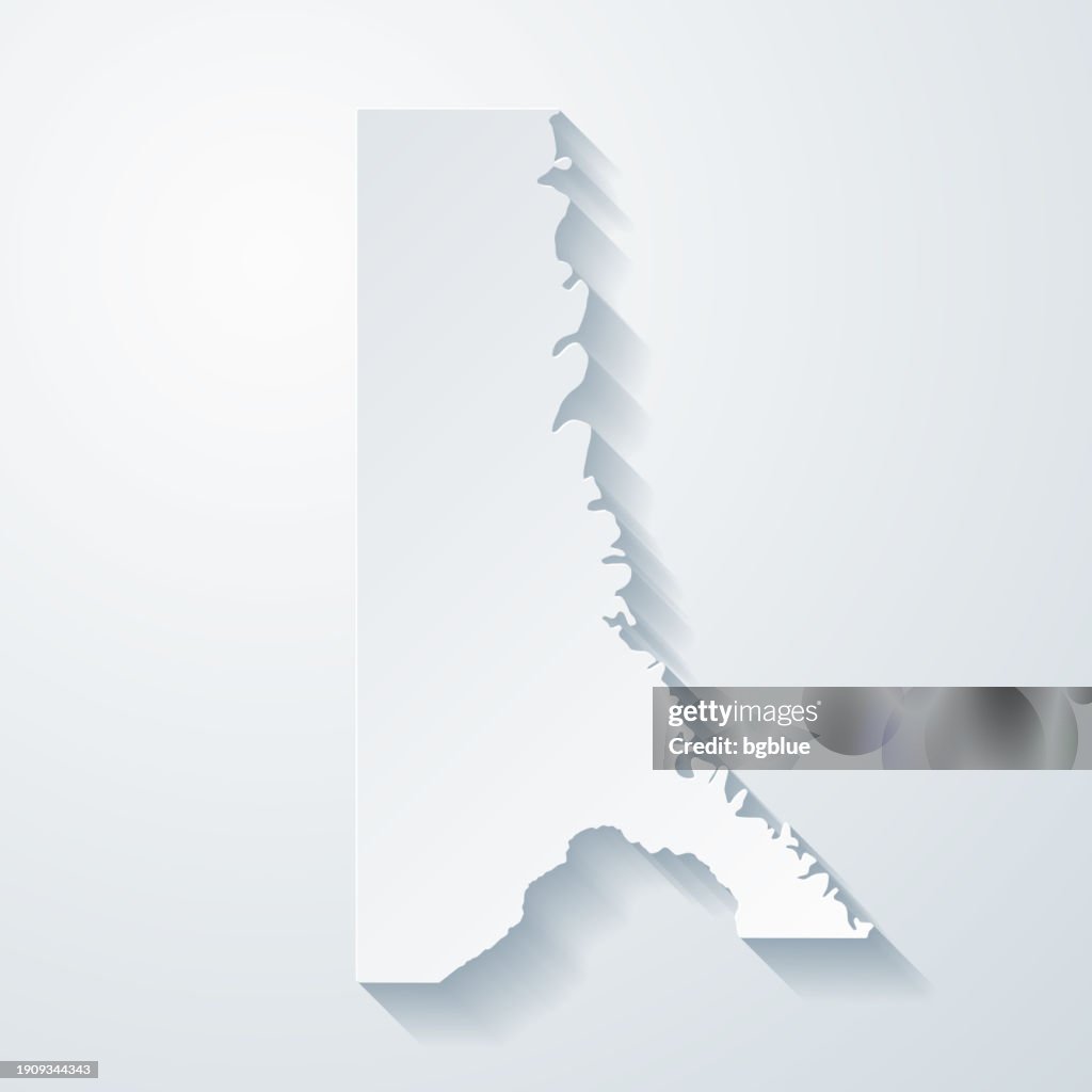 Caddo Parish, Louisiana. Map with paper cut effect on blank background